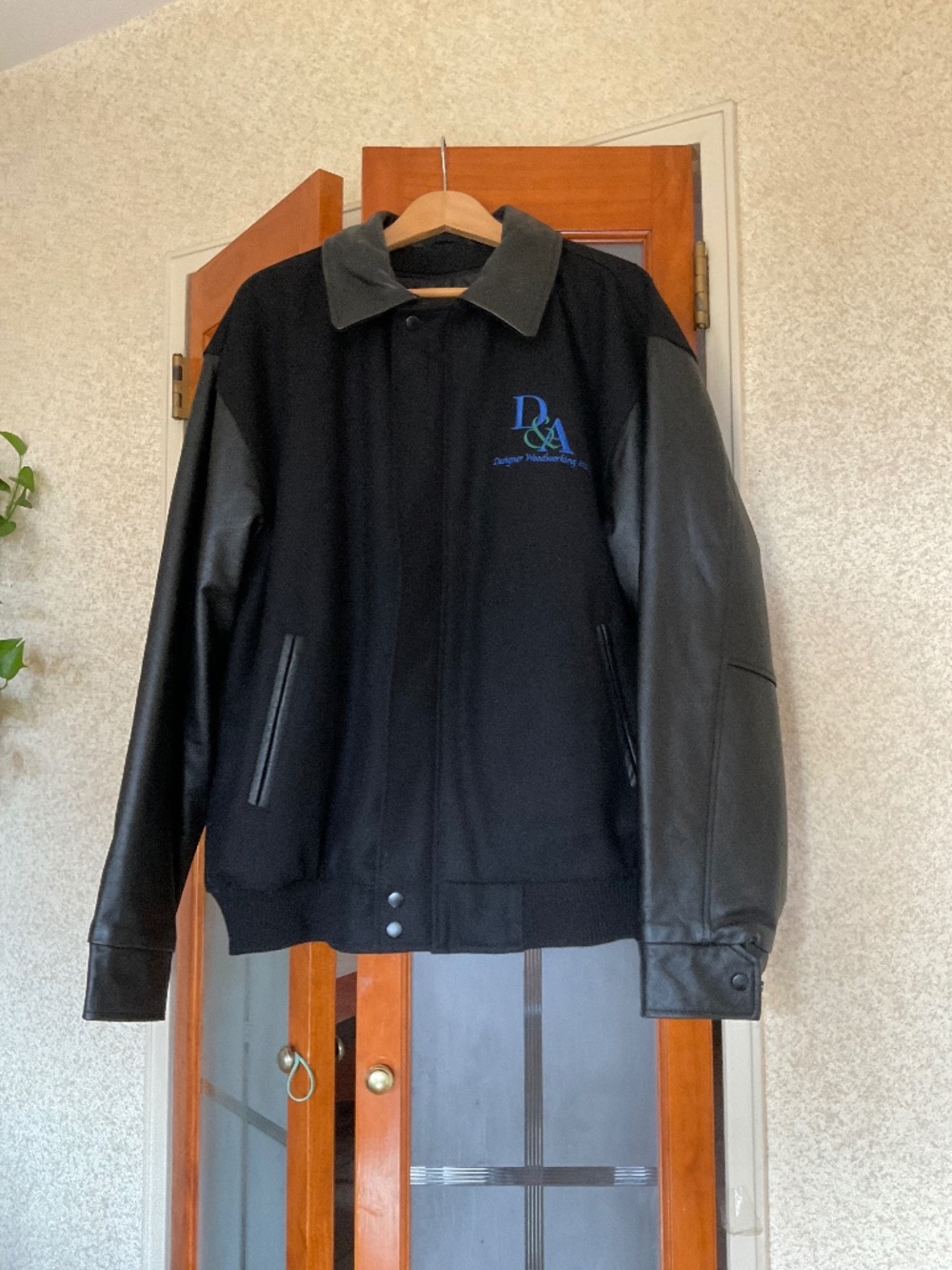 North End men’s black wool/ leather jacket